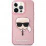 Karl Lagerfeld Full Glitter Karl Head кейс за iPhone 13 Pro Max - розов