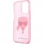 Karl Lagerfeld Full Glitter Karl Head кейс за iPhone 13 Pro Max - розов