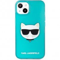 Karl Lagerfeld Choupette Head кейс за iPhone 13 mini - тюркоазен