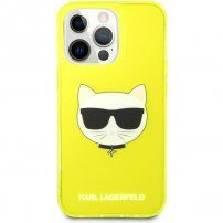 Karl Lagerfeld Choupette Head кейс за iPhone 13 Pro Max - неоново жълт