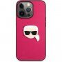 Karl Lagerfeld Leather Karl Head кейс за iPhone 13 Pro Max - цвят фуксия