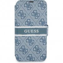 Guess 4G Printed Stripe флип калъф за iPhone 13 Pro Max - синьо