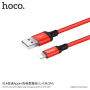 HOCO сплетен кабел за зареждане за Apple iPhone / iPad / iPod - 1m - червено-черен
