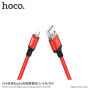 HOCO сплетен кабел за зареждане за Apple iPhone / iPad / iPod - 1m - червено-черен