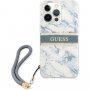 Guess Marble Stripe кейс за iPhone 13 Pro Max - син