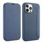 Калъф тип портмоне от силикон и PU кожа за iPhone 13 Pro Max - синьо