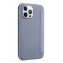 Калъф тип портмоне от силикон и PU кожа за iPhone 13 mini - синьо-сив