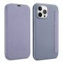 Калъф тип портмоне от силикон и PU кожа за iPhone 13 mini - синьо-сив