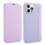 Калъф тип портмоне от силикон и PU кожа за iPhone 13 - лилаво