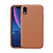 Удароустойчив кейс с кожена текстура за iPhone XR - кафяв