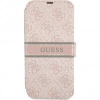 Guess 4G Printed Stripe флип калъф за iPhone 13 - розово