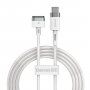 Baseus магнитен кабел за зареждане с конектор MagSafe 2 (форма T) / USB-C за Macbook - 2m - бял
