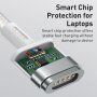 Baseus магнитен кабел за зареждане с конектор MagSafe 2 (форма T) / USB-C за Macbook - 2m - бял