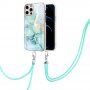 Мраморен кейс с връзка за iPhone 12 Pro Max - тюркоазен