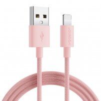 JOYROOM сплетен кабел за зареждане и пренос на данни USB-A / Lightning за iPhone / iPad / iPod / AirPods - 1 m - розов