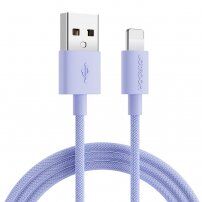 JOYROOM сплетен кабел за зареждане и пренос на данни USB-A / Lightning за iPhone / iPad / iPod / AirPods - 1 m - лилав