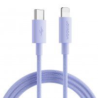 JOYROOM кабел с оплетка за зареждане и пренос на данни 20W PD USB-C / Lightning за iPhone / iPad / iPod / AirPods - 1 m - лилав