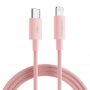 JOYROOM кабел с оплетка за зареждане и пренос на данни PD 20W USB-C / Lightning за iPhone / iPad / iPod / AirPods - 1 m - розов
