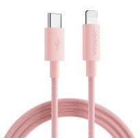 JOYROOM кабел с оплетка за зареждане и пренос на данни PD 20W USB-C / Lightning за iPhone / iPad / iPod / AirPods - 2 m - розов