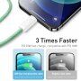 Baseus сплетен кабел за бързо зареждане и пренос на данни PD 20W USB-C / Lightning за iPhone / iPad / iPod / AirPods - 1 m - зелен