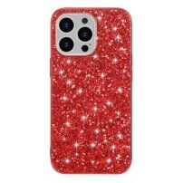 Защитен кейс с пайети за iPhone 13 mini - червен