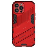 Устойчив защитен кейс със стойка за iPhone 13 Pro Max - червен