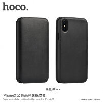 HOCO луксозен слип калъф от изкуствена кожа за Apple iPhone XS / iPhone X - черно