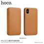 HOCO луксозен слип калъф от изкуствена кожа за Apple iPhone XS / iPhone X - кафяв