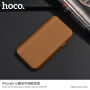 HOCO луксозен слип калъф от изкуствена кожа за Apple iPhone XS / iPhone X - кафяв