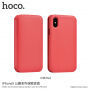 HOCO луксозен слип калъф от изкуствена кожа за Apple iPhone XS / iPhone X - червено