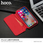 HOCO луксозен слип калъф от изкуствена кожа за Apple iPhone XS / iPhone X - червено