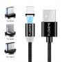 FLOVEME Round магнитен кабел USB-A / USB-C / Micro USB / Lightning за iPhone / iPad / iPod / AirPods - 1 m - черна