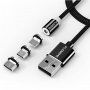 FLOVEME Round магнитен кабел USB-A / USB-C / Micro USB / Lightning за iPhone / iPad / iPod / AirPods - 1 m - черна