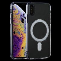 Кейс от твърда пластмаса с магнитен кръг за iPhone XS Max - прозрачно
