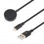 2в1 cплетен кабел за зареждане и пренос на данни USB-A / Lightning / магнитен диск за iPhone / iPad / Apple Watch / AirPods - 1 m - черен