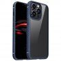 Удароустойчив прозрачен кейс с въглеродна текстура за iPhone 13 Pro Max - син