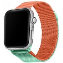 Метална каишка с милански дизайн за Apple Watch Ultra 49mm / 46mm / 45mm / 44mm / 42mm - оранжево-тюркоазен