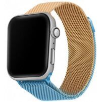 Метална каишка с милански дизайн за Apple Watch Ultra 49mm / 46mm / 45mm / 44mm / 42mm - синьо-златна