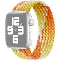 Найлонова каишка с цветна оплетка за Apple Watch 42mm / 41mm / 40mm / 38mm - M - жълто-оранжев