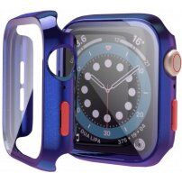 Защитен калъф със закалено стъкло за Apple Watch 42mm - синьо