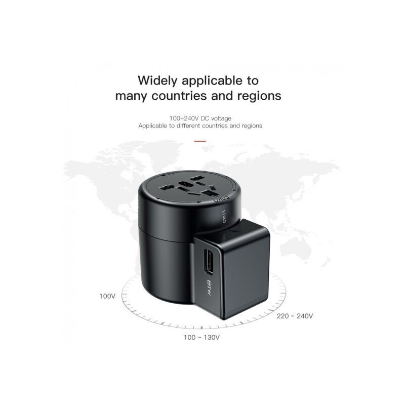 Britanski Adapter Baseus USB адаптер за зареждане за пътуване със сменяеми щепсели ...