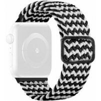 Сплетена каишка за Apple Watch 42mm / 41mm / 40mm / 38mm - черно-бяла