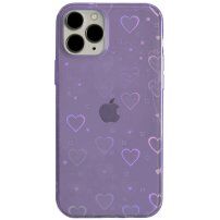 Прозрачен кейс с променливи сърчица за iPhone 12 Pro Max - лилав