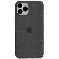 Прозрачен кейс с променливи сърчица за iPhone 13 Pro Max - черен
