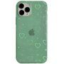 Прозрачен кейс с променливи сърчица за iPhone 13 Pro Max - зелен