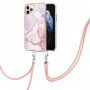 Мраморен кейс с връзка за iPhone 12 / 12 Pro - розов