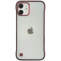 Защитен матов прозрачен кейс за iPhone 11 - червен