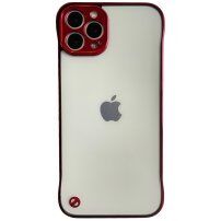 Защитен матов прозрачен кейс за iPhone 13 Pro Max - червен