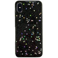 Защитен мек кейс със звездички за iPhone X / XS - черен
