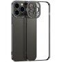 Прозрачен кейс с никелирана рамка за iPhone 13 Pro - черен